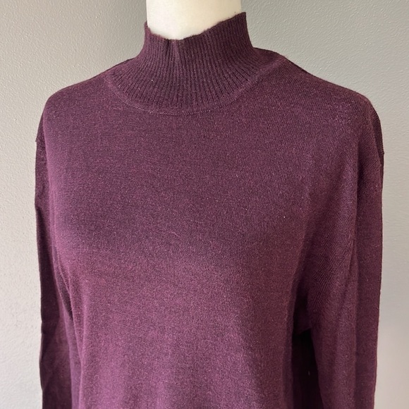 Peruvian Connection Purple Mockneck Sweater Alpaca Silk Blend - Picture 2 of 10